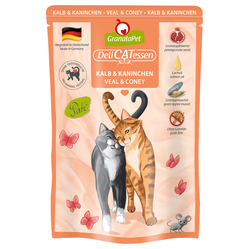24x85g GranataPet DeliCatessen Pouch Kalf & konijn Kattenvoer