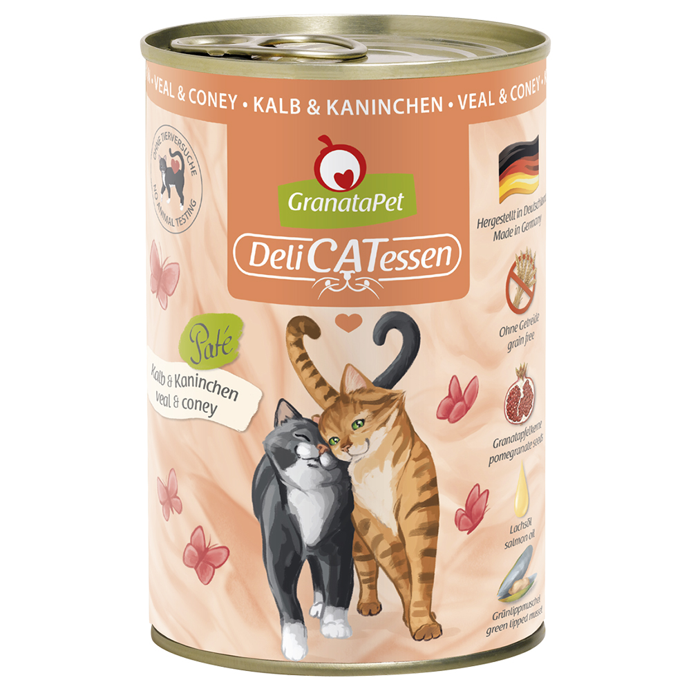 GranataPet DeliCatessen 6 x 400 g Kattenvoer – Kalf & Konijn