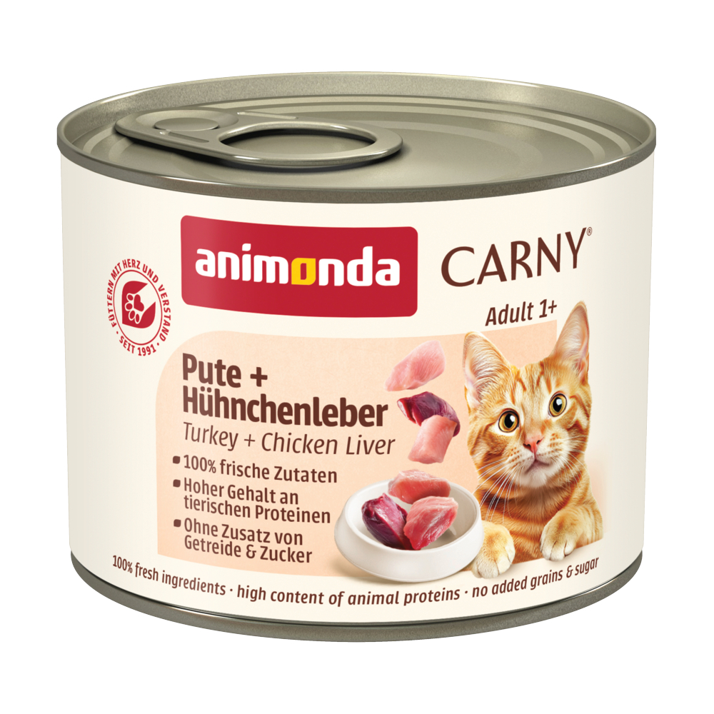 6x200g Adult Kalkoen en Kippenlever Animonda Carny Kattenvoer