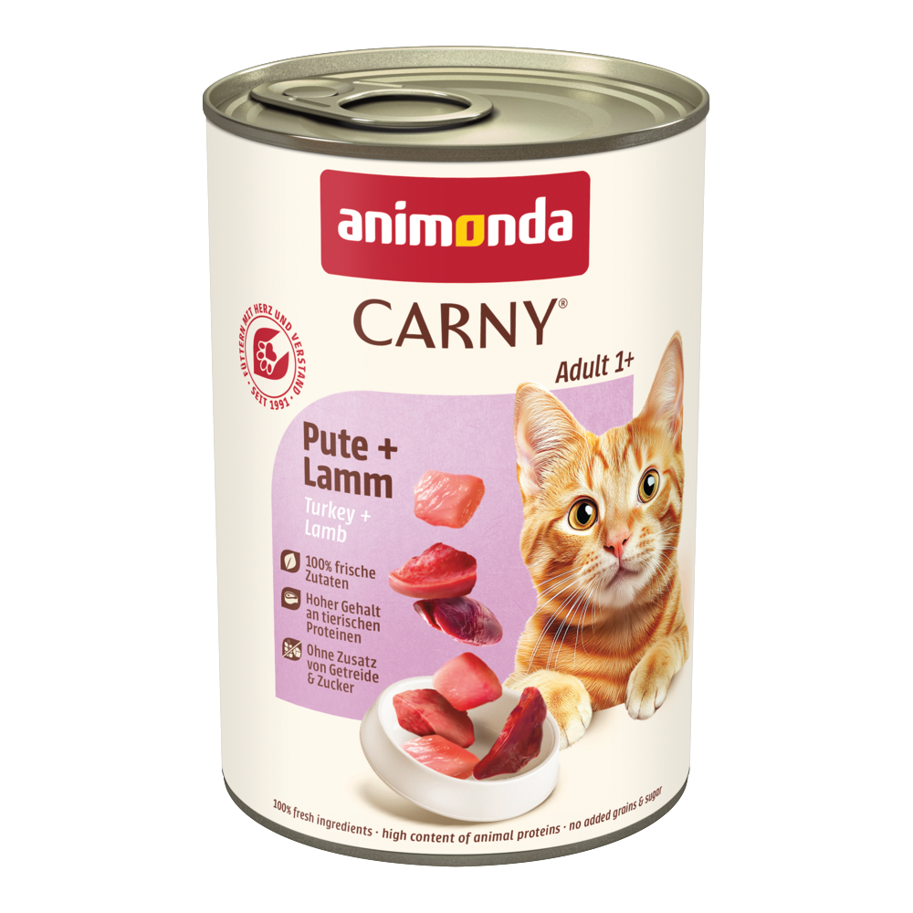 6x400g Adult Kalkoen & Lam animonda Carny Kattenvoer
