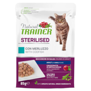 24 x 85 g Natural Trainer Adult Gesterilised Kabeljauw Natvoer voor katten