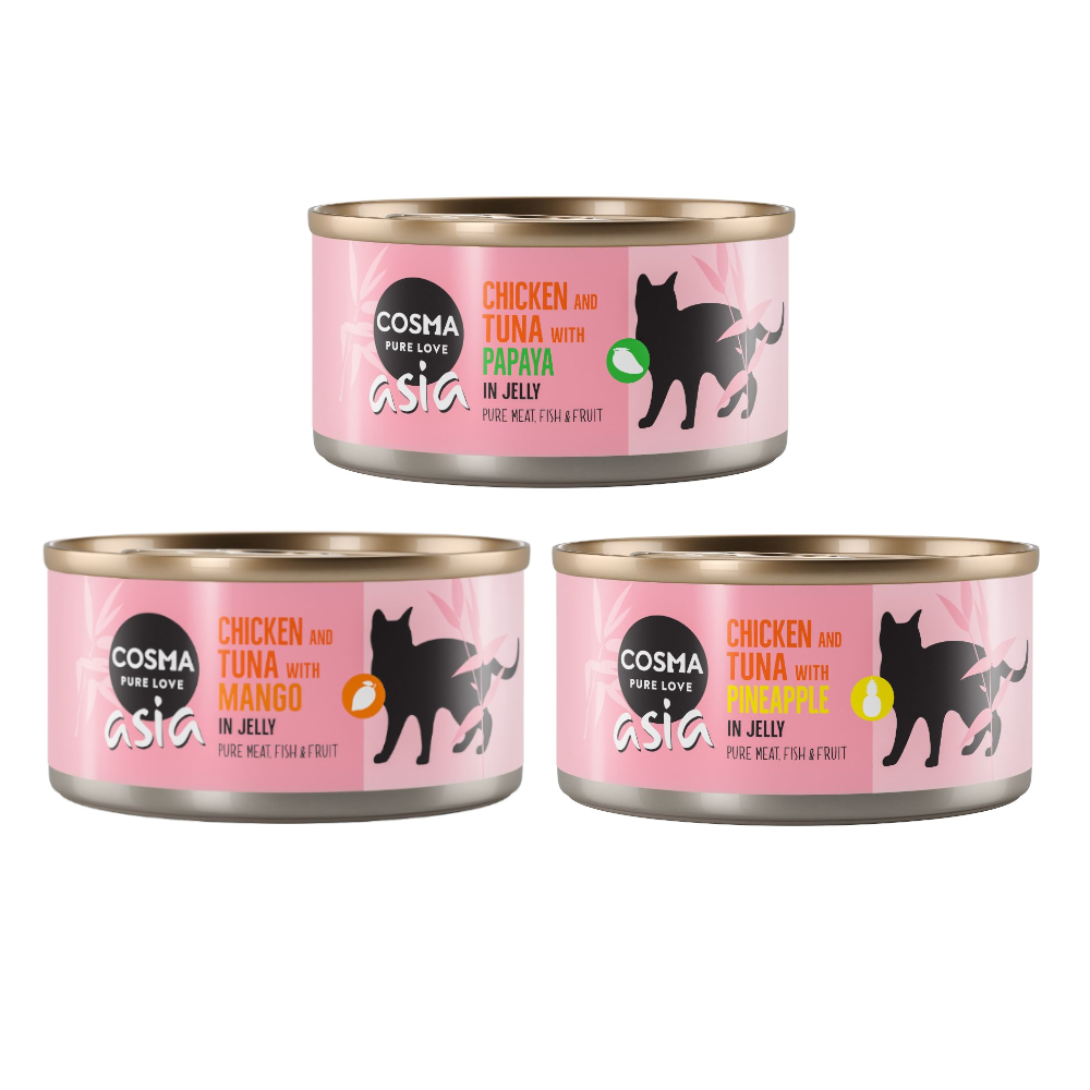 6x170g Thai / Asia in Gelei Fruit (3 soorten) Cosma Kattenvoer