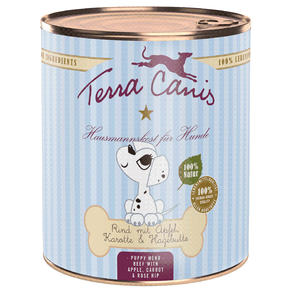 Terra Canis Puppymenu 6 x 800 g – Rundvlees met appel, wortel en rozenbottel