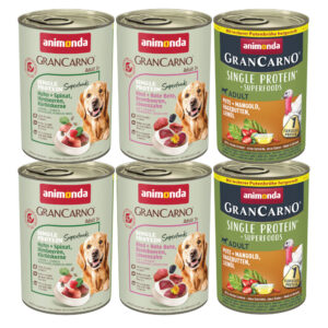 6x400g animonda GranCarno Adult Superfoods Gemengd Pakket Natvoer Hond