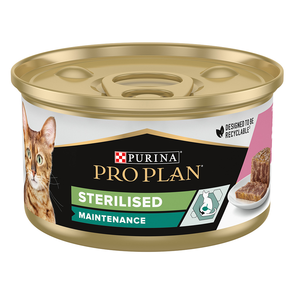 24x85g Sterilised Tonijn & Zalm Purina Pro Plan Kattenvoer
