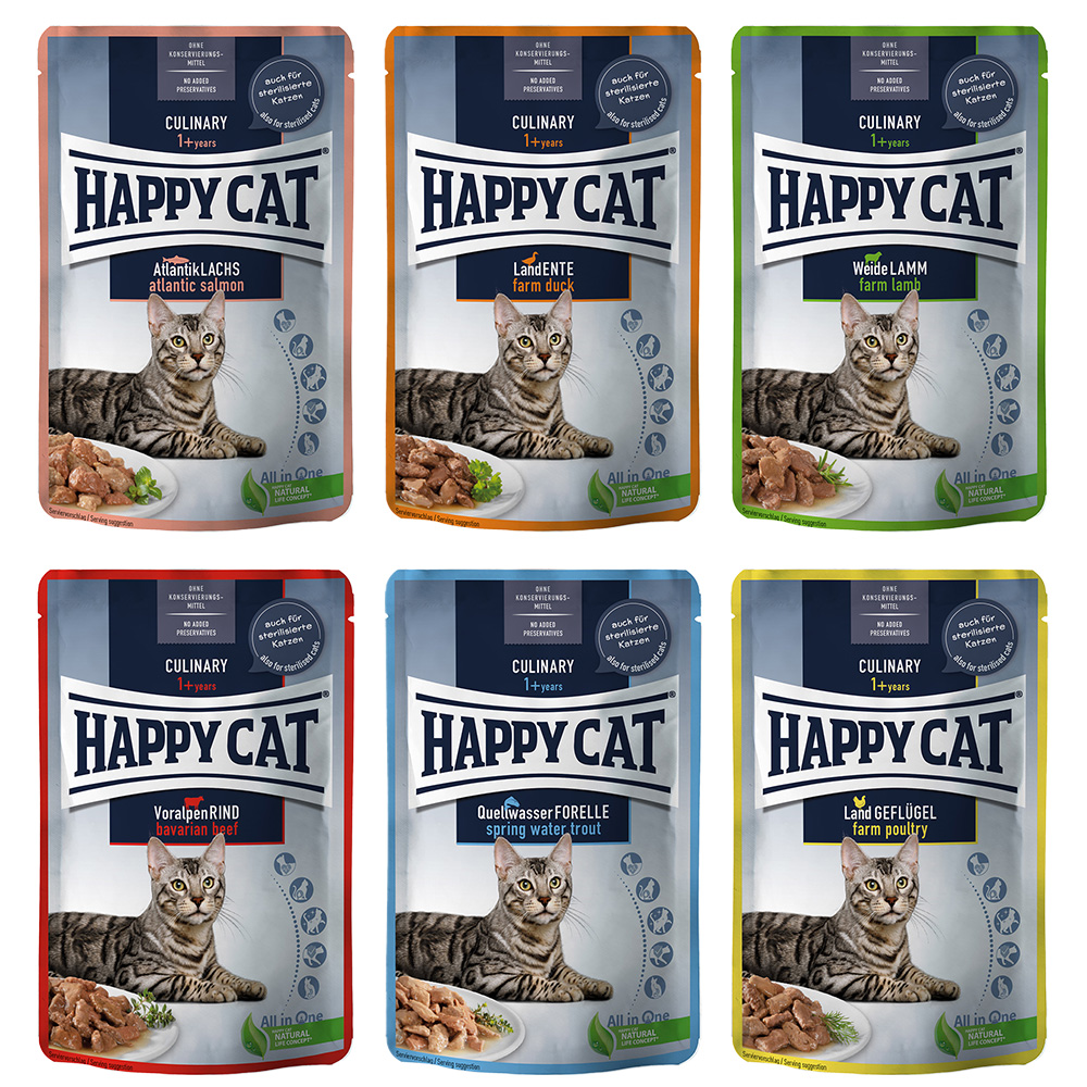 Voordeelpakket Happy Cat Pouch Meat in Sauce 48 x 85 g – Mix I