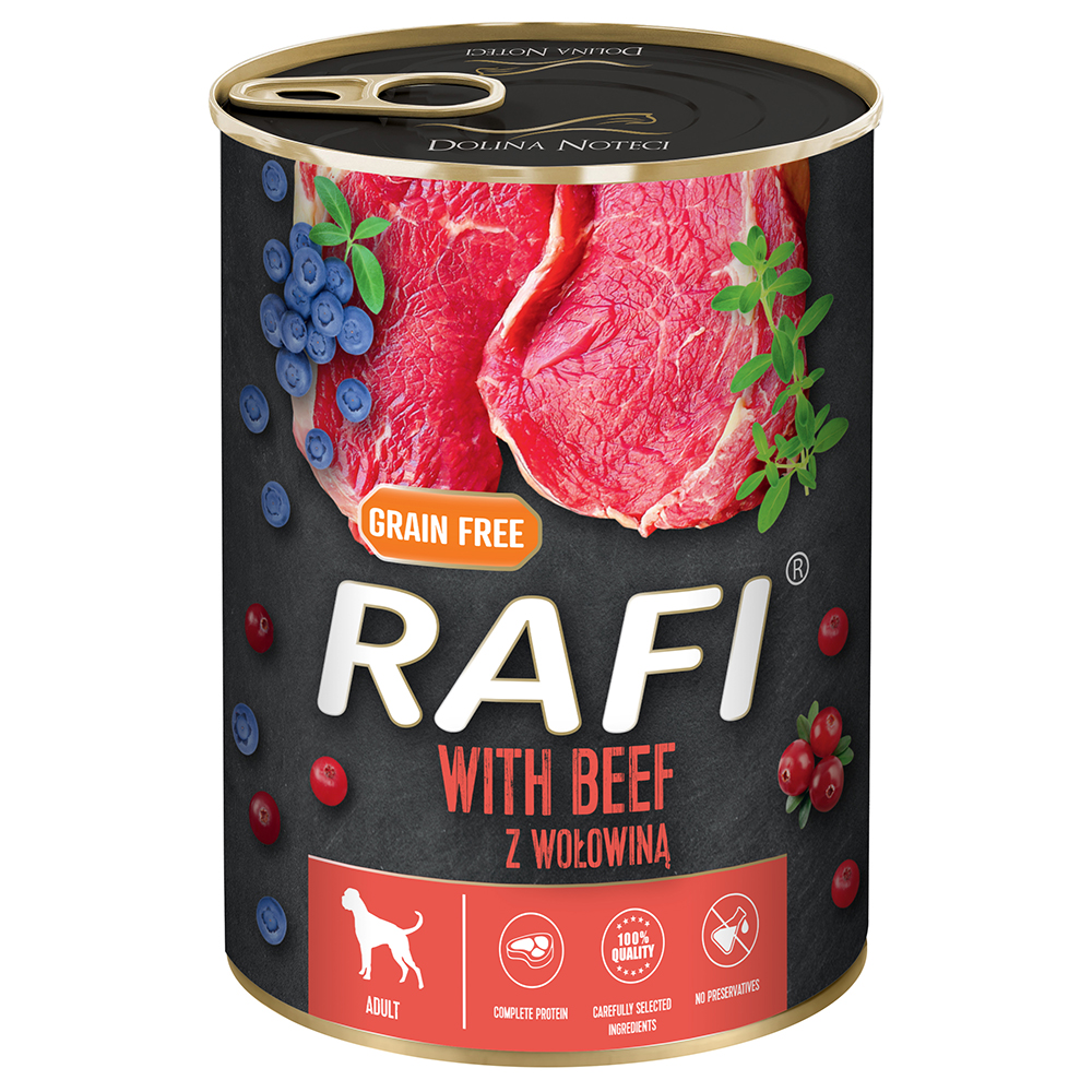 24x400g RAFI Adult met rundvlees, bosbes en veenbes nat hondenvoer