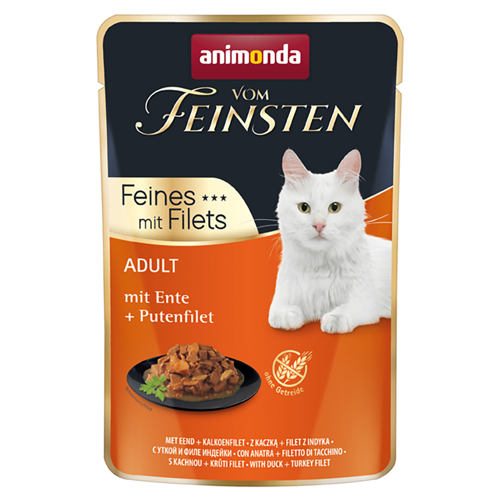 18x85g Adult Eend/Kalkoenfilet animonda Vom Feinsten Kattenvoer