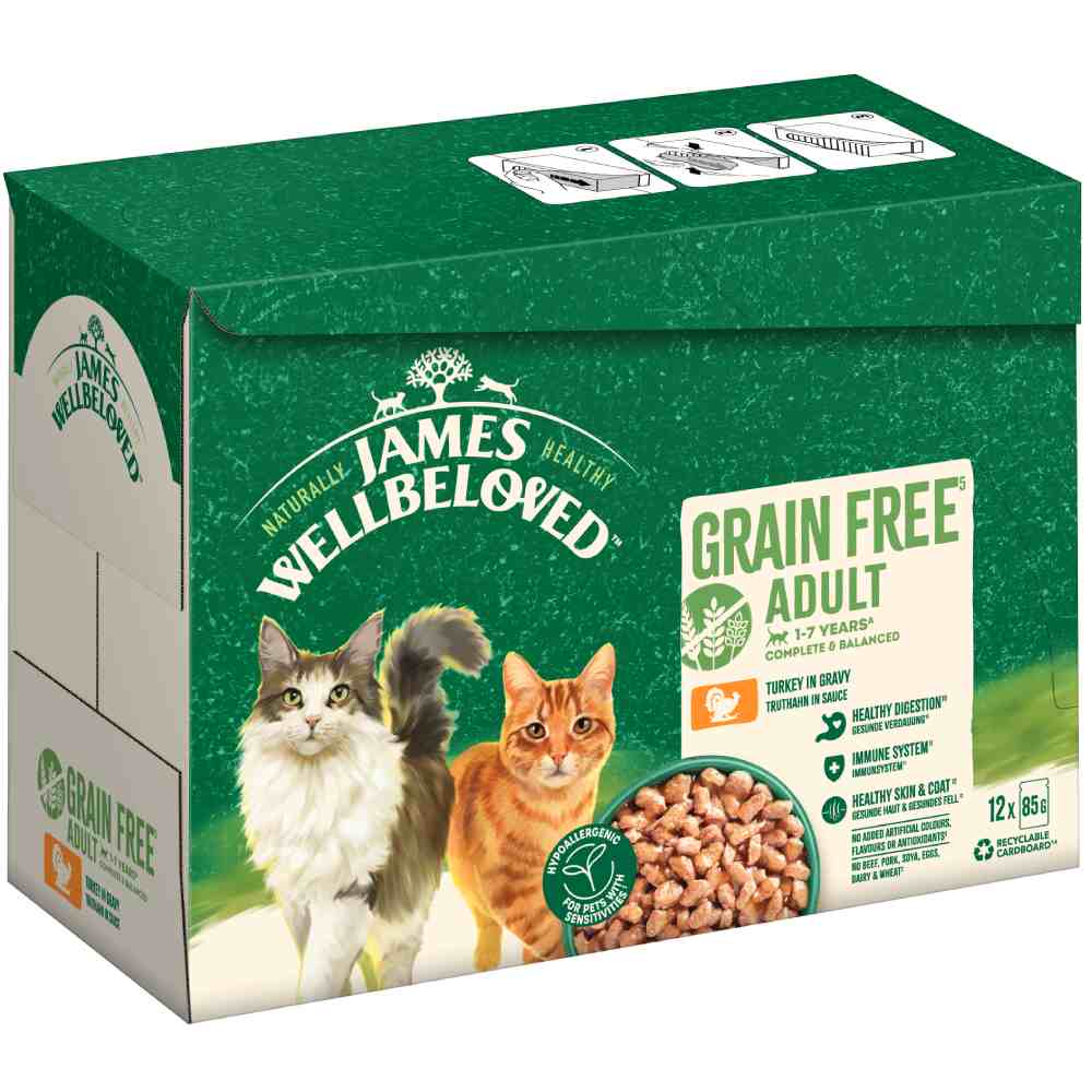 48x85g Adult Kalkoen James Wellbeloved Kattenvoer nat