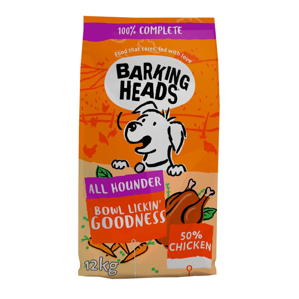 Voordeelpakket: 2×12 kg Barking Heads All Hounder Bowl Lickin’ Chicken droog hondenvoer