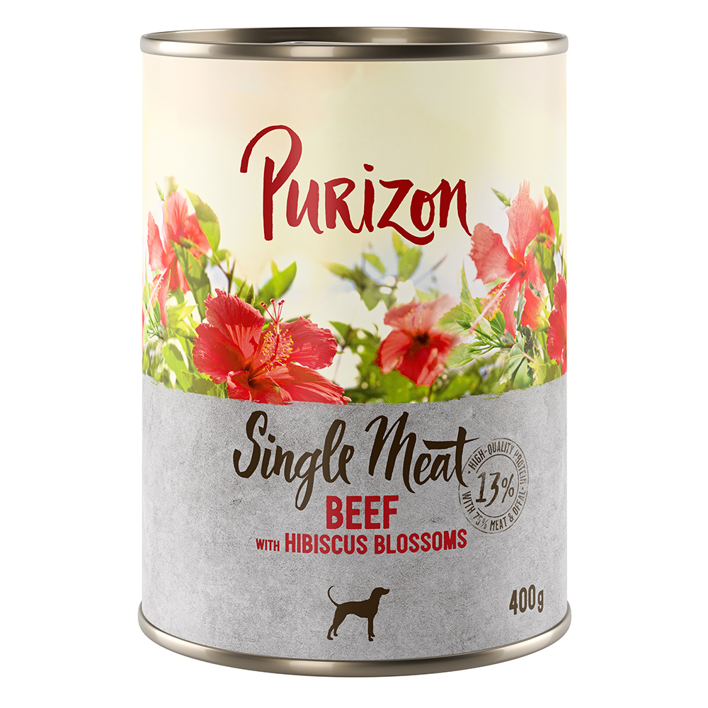 Voordeelpakket: Purizon Single Meat 24 x 400 g – Rund met hibiscusbloesem