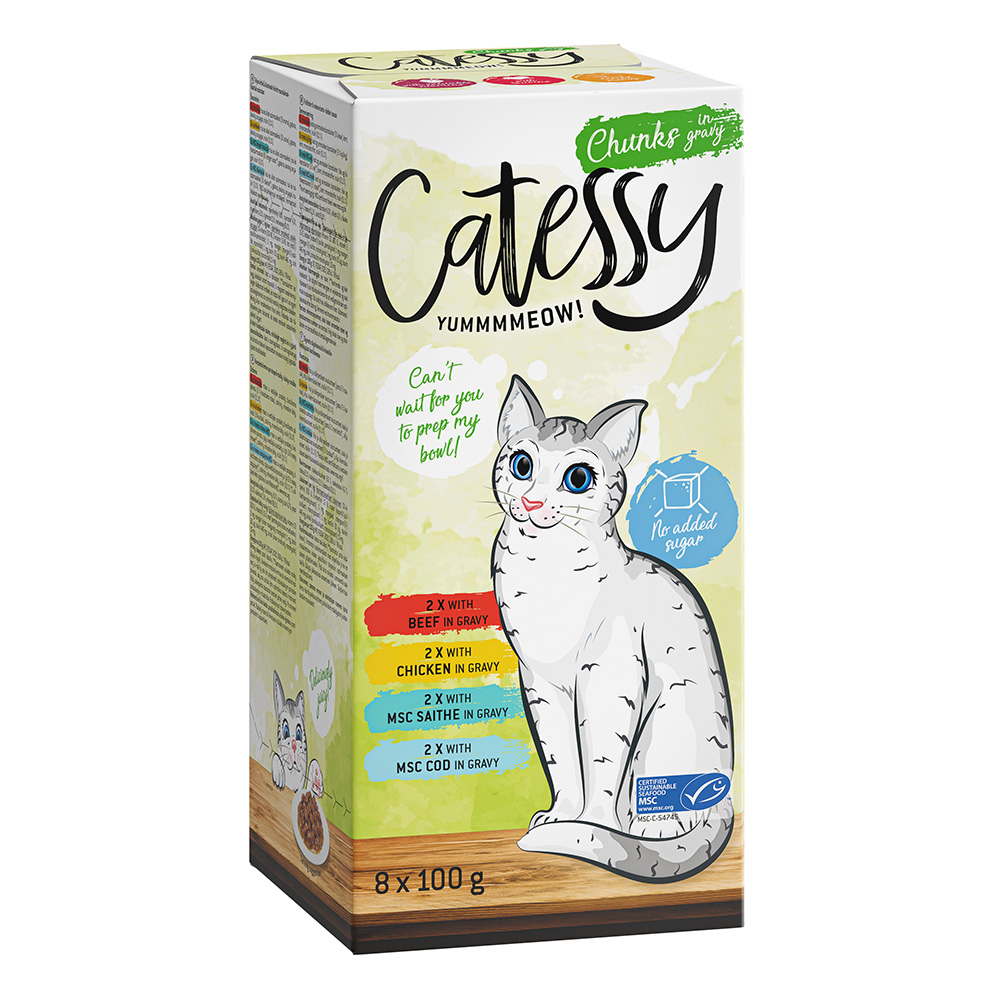 Mixpak Catessy Kuipjes 8 x 100 g Kattenvoer – Hapjes in Saus Mix