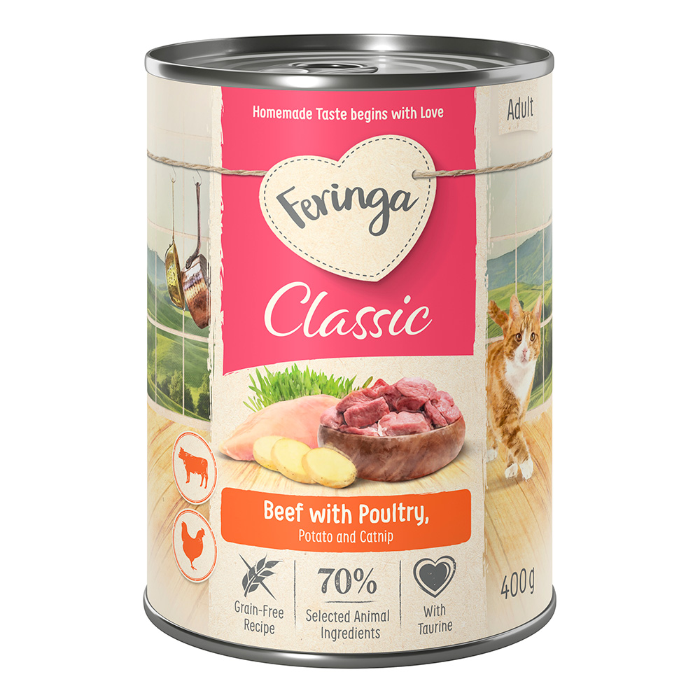 6x400g Rund/Gevogelte Classic Meat Menu Feringa Kattenvoer