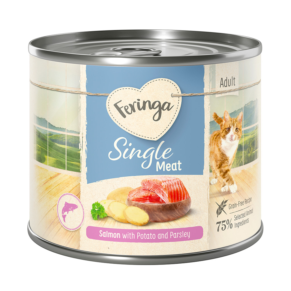 6x200g Single Meat Menu Zalm met Aardappelen & Peterselie Feringa Kattenvoer