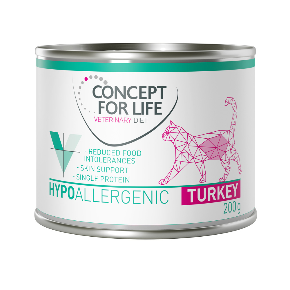 6 x 200 g Concept for Life Veterinary Diet Hypoallergenic Kalkoen natvoer voor volwassen katten