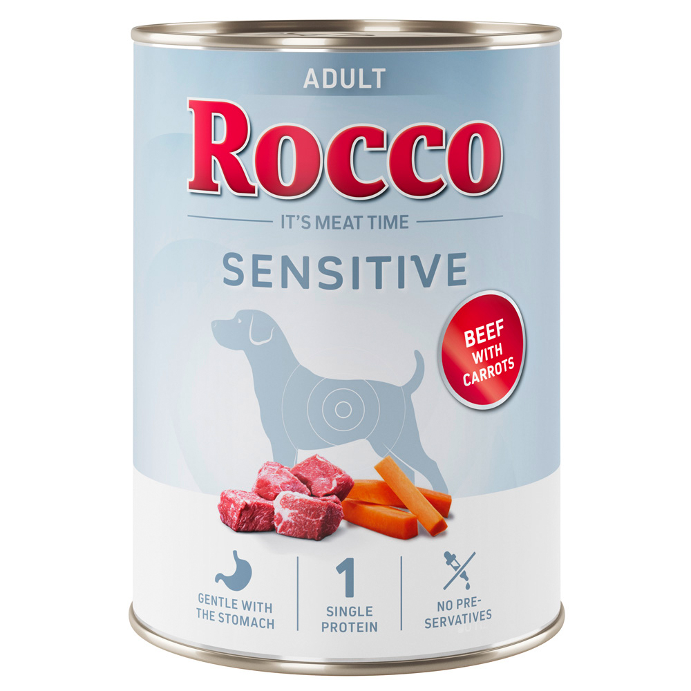 Rocco Sensitive 6 x 400 g / 800 g Nieuw Recept – 6 x 400 g: Rundvlees met Wortelen