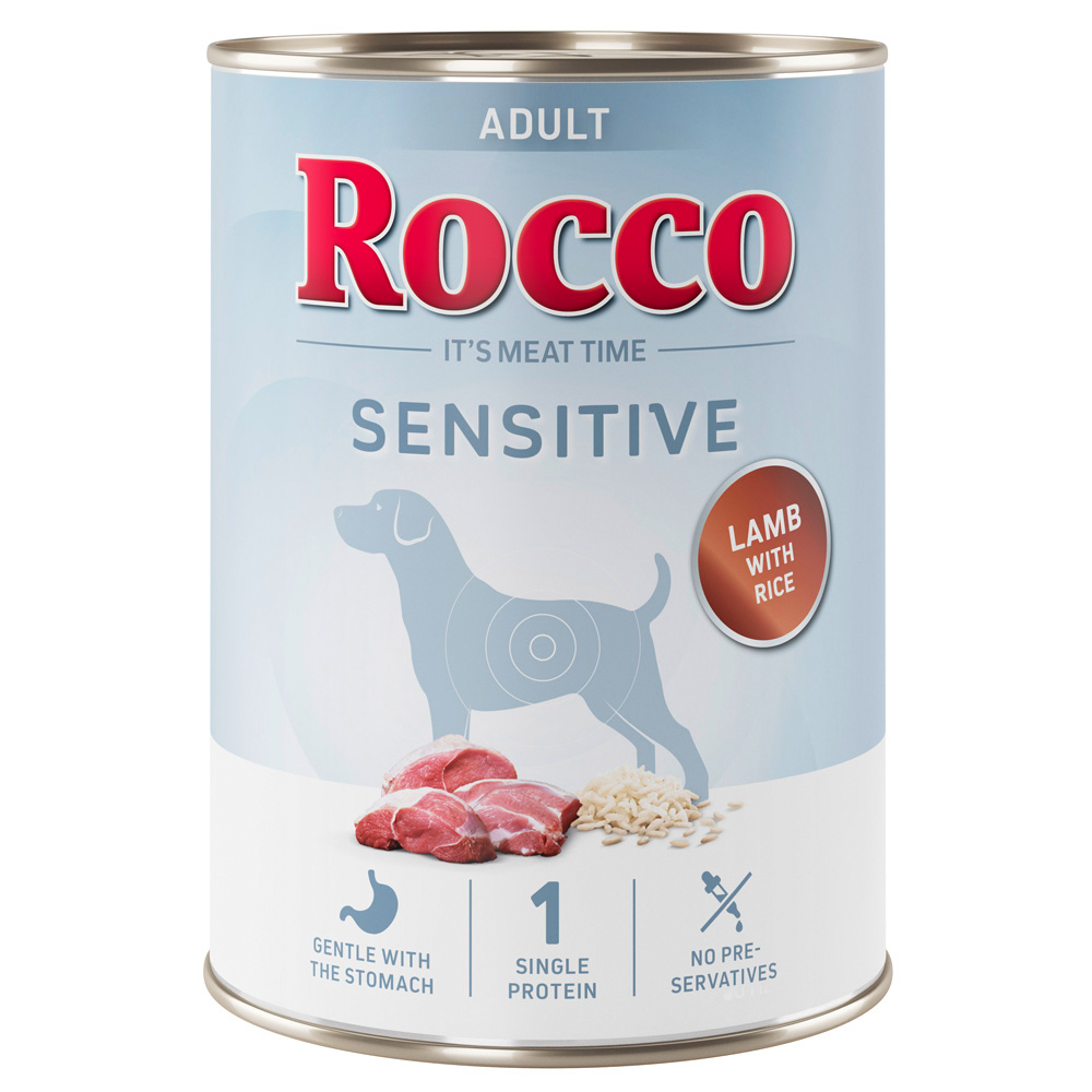 Voordeelpakket Rocco Sensitive 24 x 400 g Nieuwe receptuur – 24 x 400 g: Lam met Rijst