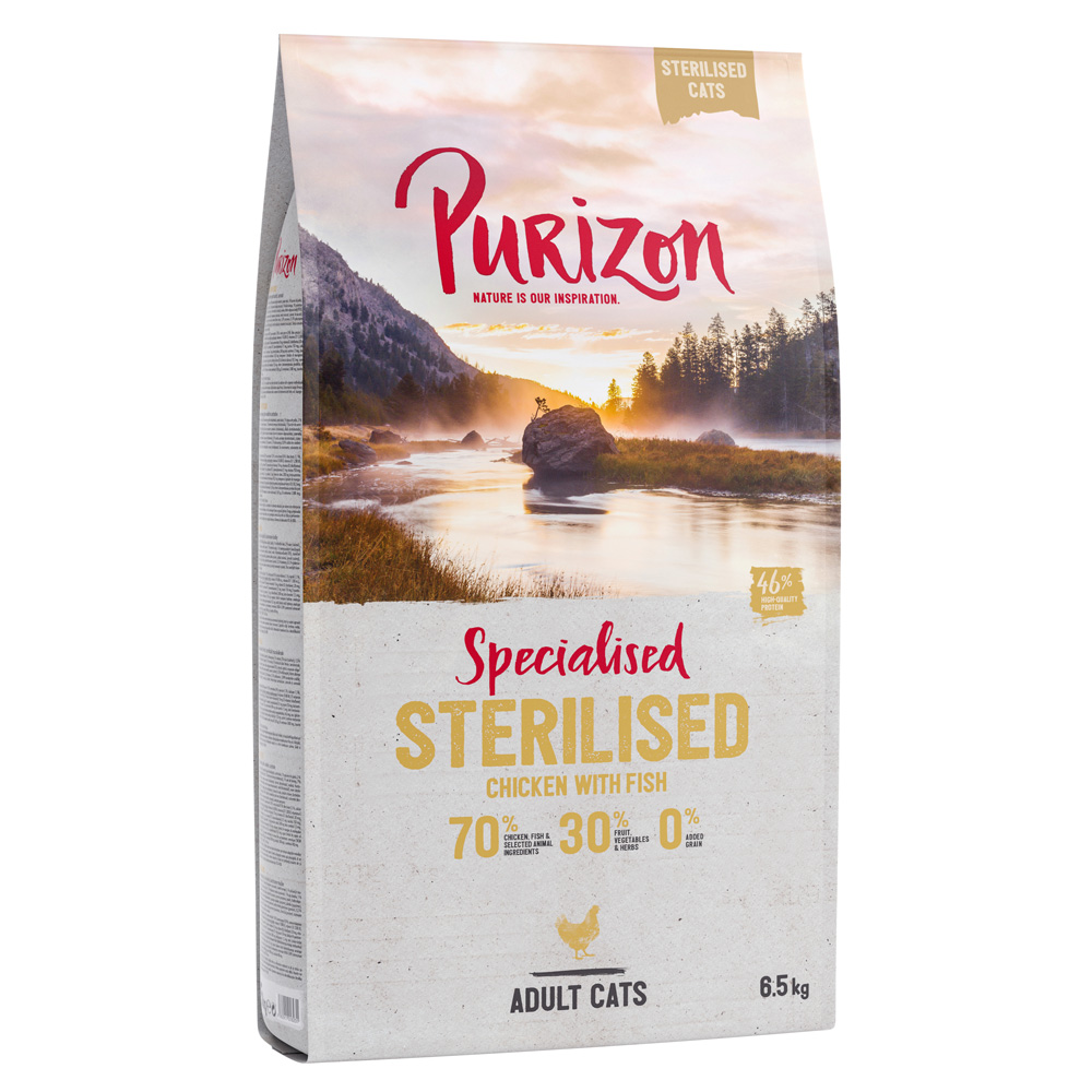 6,5kg Adult Sterilised Kip Vis Purizon Kattenvoer