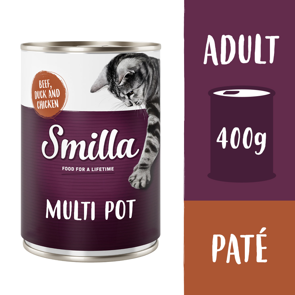6x400g Multivleespotje Rund, Eend en Kip Smilla Kattenvoer