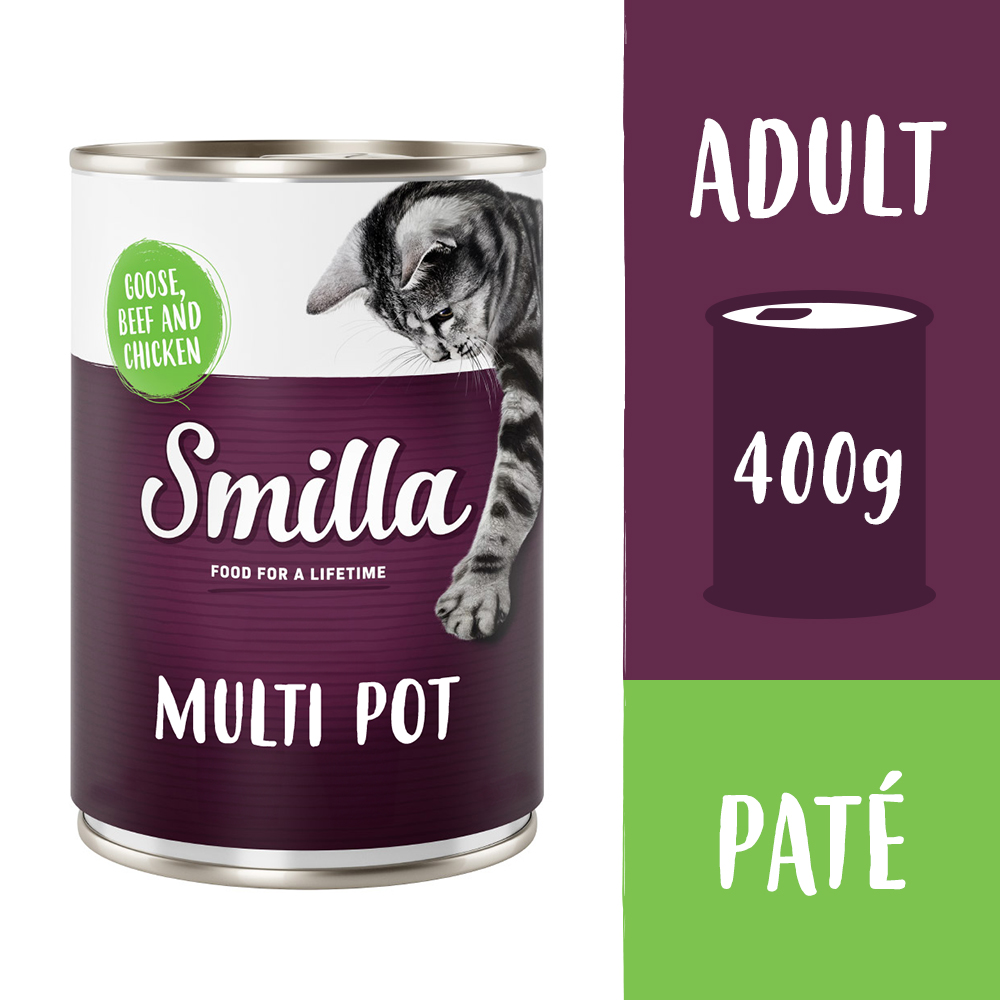 6x400g Multivleespotje Gans, Rund en Kip Smilla Kattenvoer