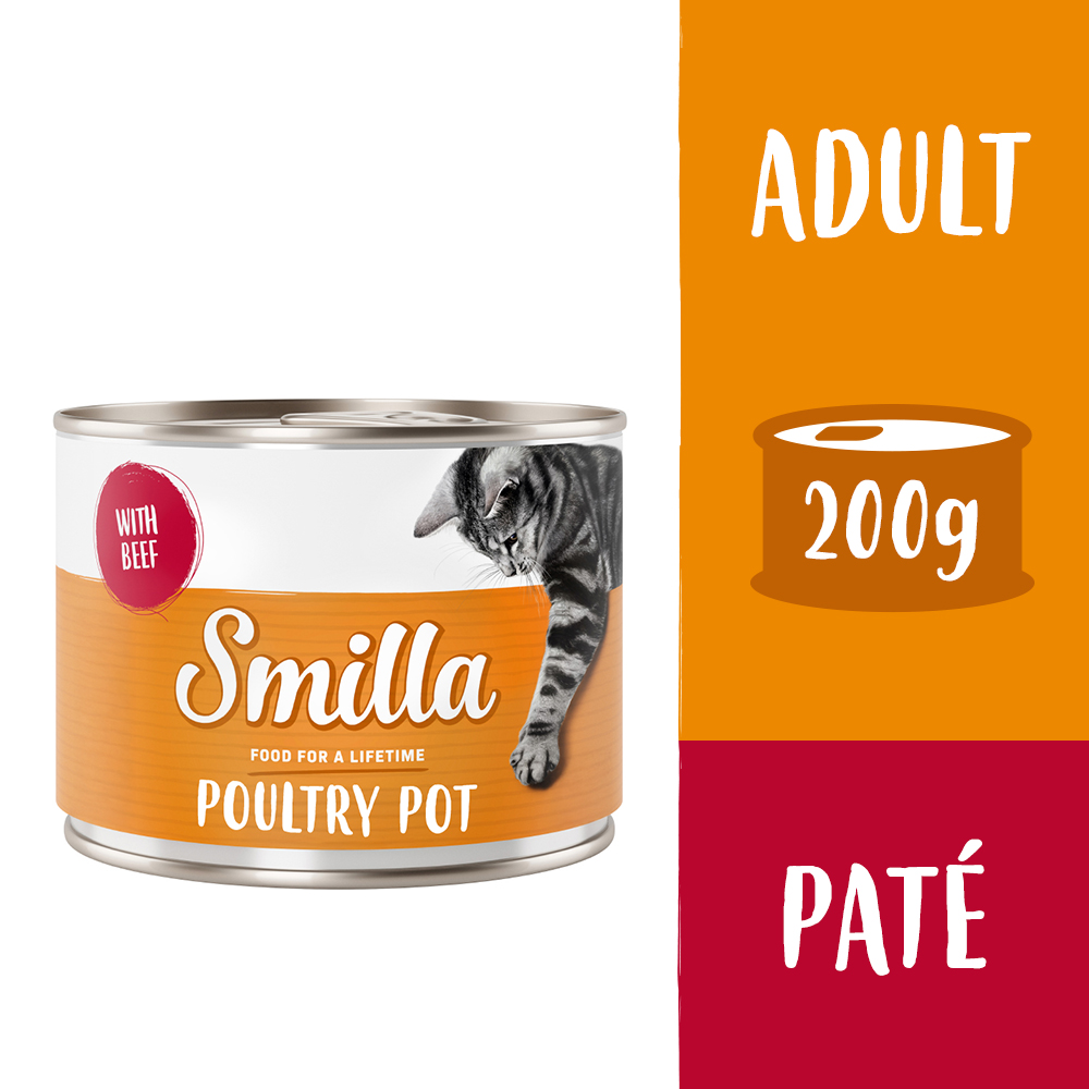 24x200g Gevogeltepannetje Zacht Gevogelte met Rund Smilla Kattenvoer
