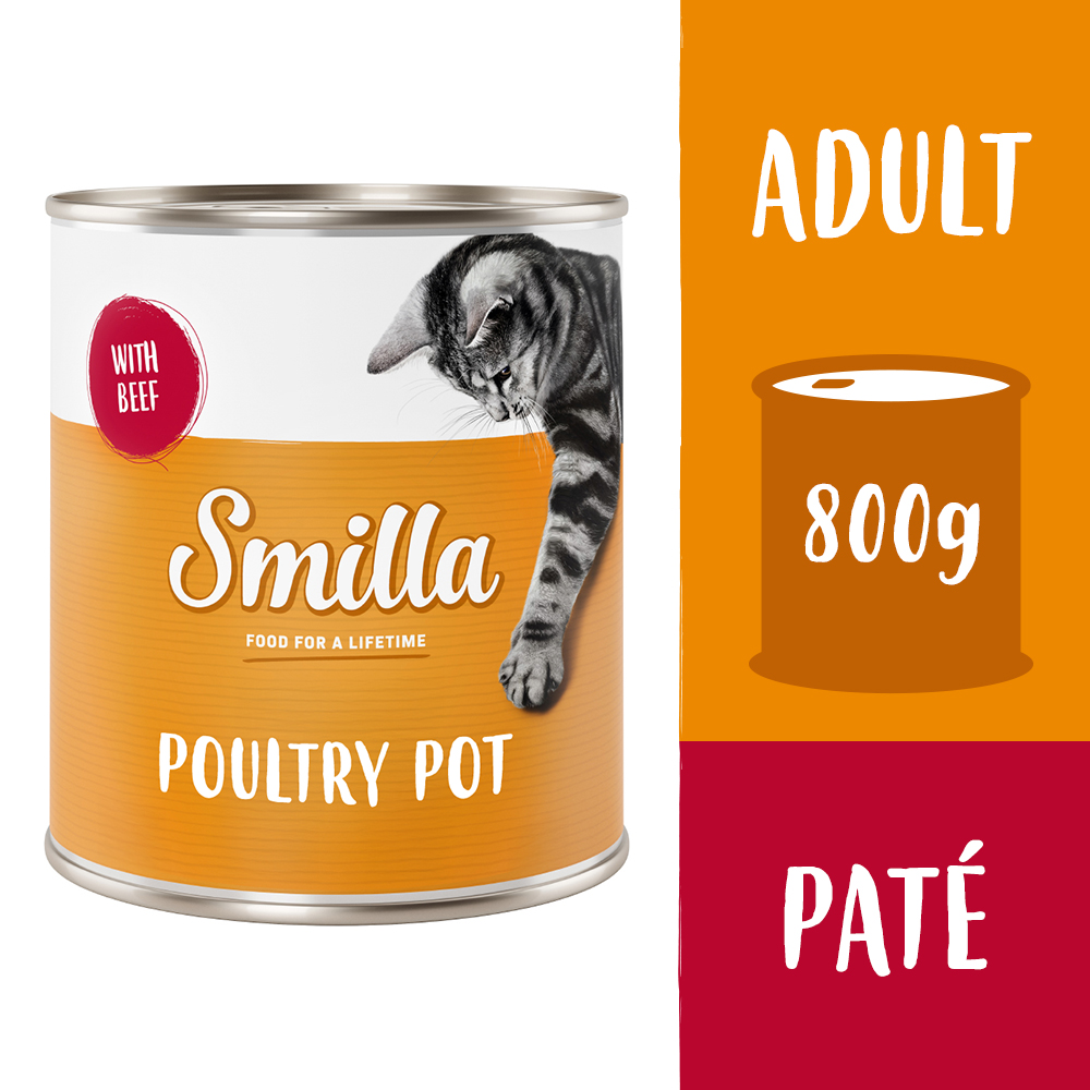 6x800g Gevogeltepannetje Mals gevogelte met rund Smilla Kattenvoer