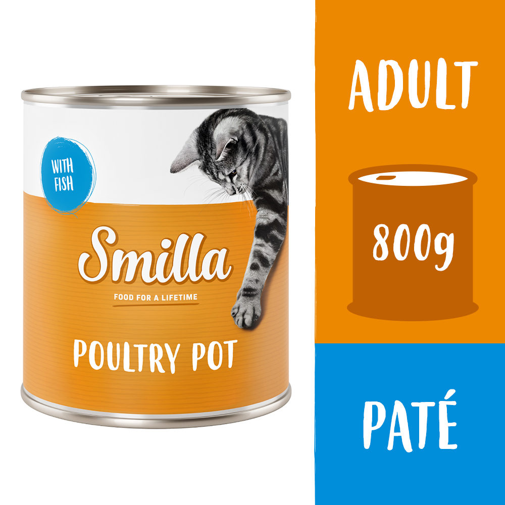 6x800g Gevogeltepannetje Mals gevogelte met vis Smilla Kattenvoer