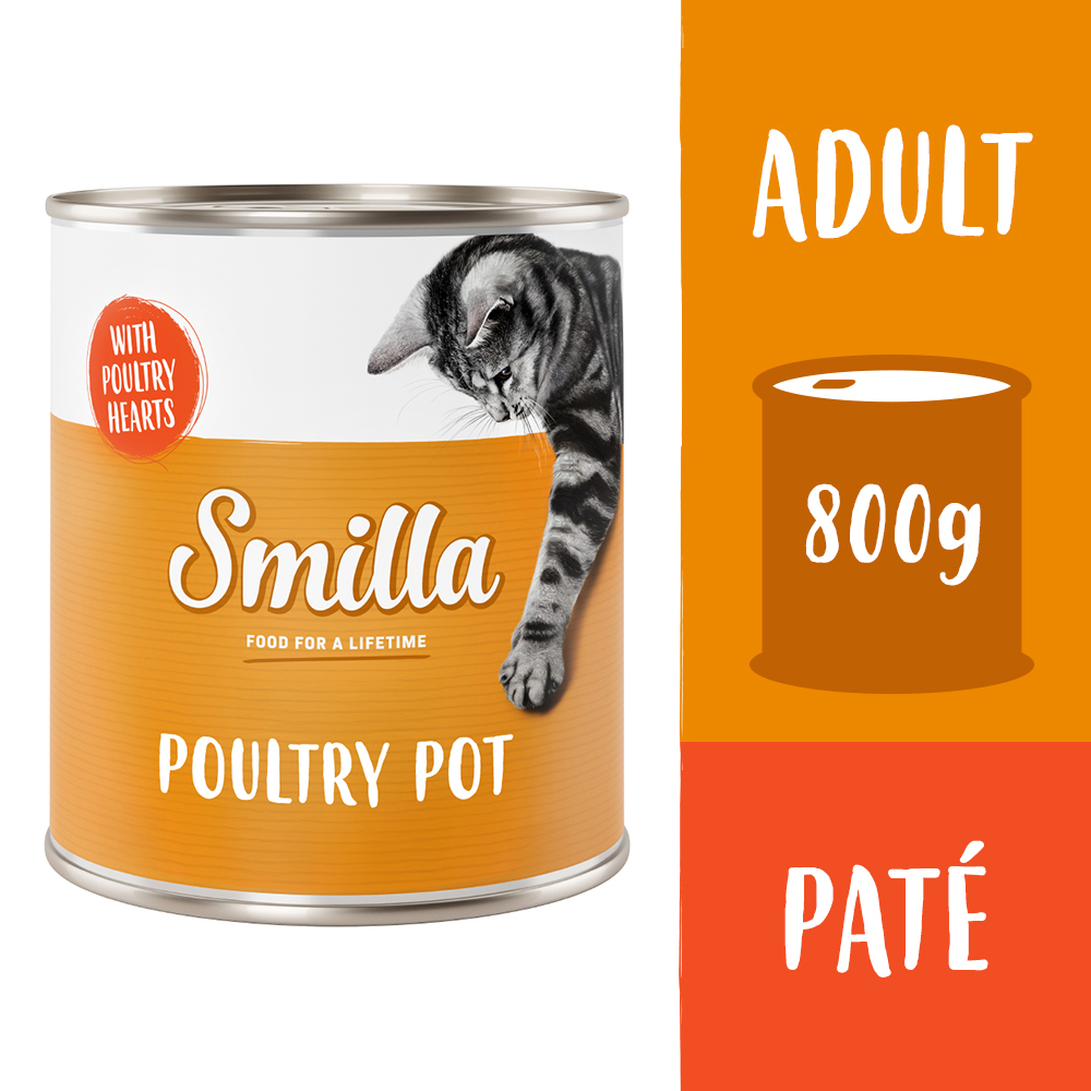 6x800g Gevogeltepannetje Mals gevogelte met gevogeltehart Smilla Kattenvoer
