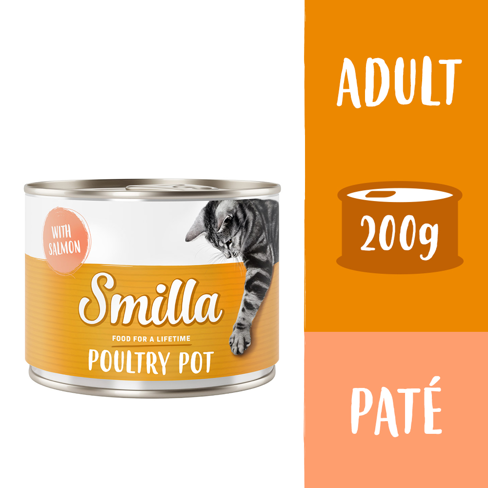 6x800g Mals Gevogelte met Zalm Smilla Gevogeltepannetje Kattenvoer nat