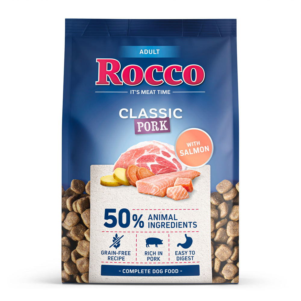 Rocco Classic Adult Varkensvlees met Zalm – Voordeelpakket 5 x 1 kg