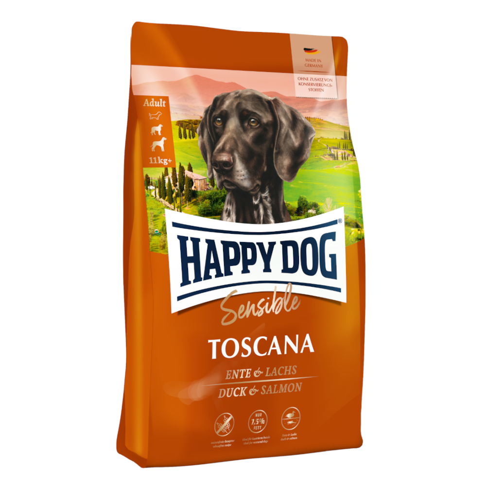 2×12,5kg Toscane Zalm & Eend Happy Dog Supreme Sensible Hondenvoer