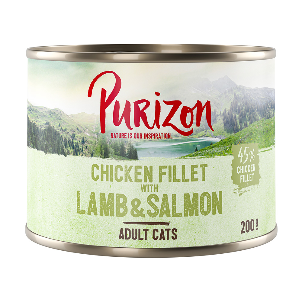 Dubbelpak: Purizon Adult 12 x 200 g Kattenvoer – Kipfilet met Zalm & Lam