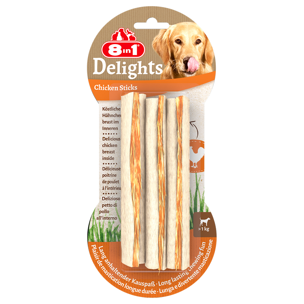 8in1 Delights Kauwsticks – Voordeelpakket: 3 x 75 g (9 stuks)