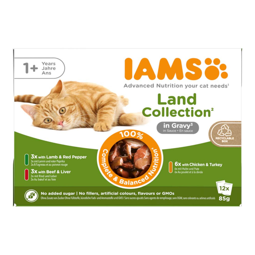 48x85g Land Mix in Saus IAMS Delights Kattenvoer