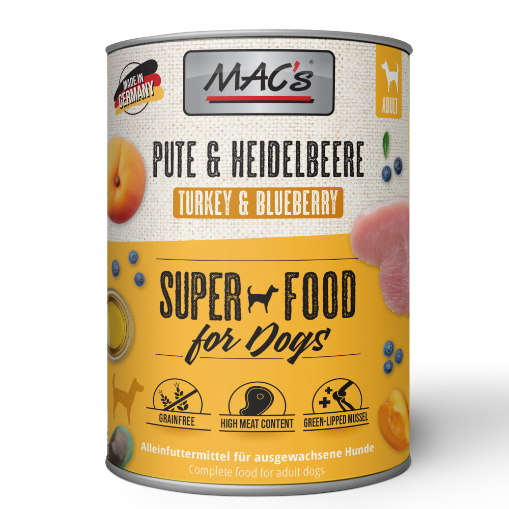 6x800g Adult Kalkoen & Bosbes MAC’s Hondenvoer