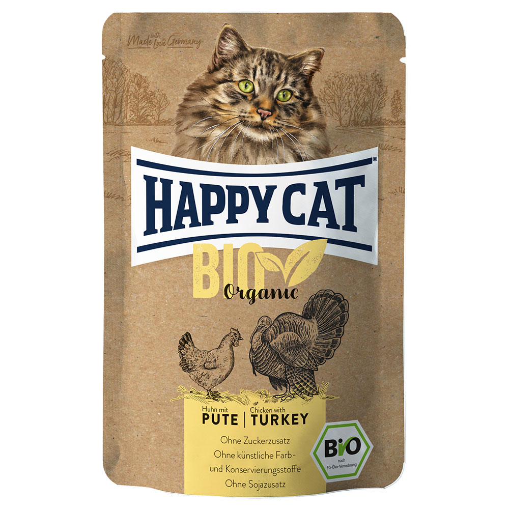6x85g Kip/Kalkoen Happy Cat Bio Kattenvoer