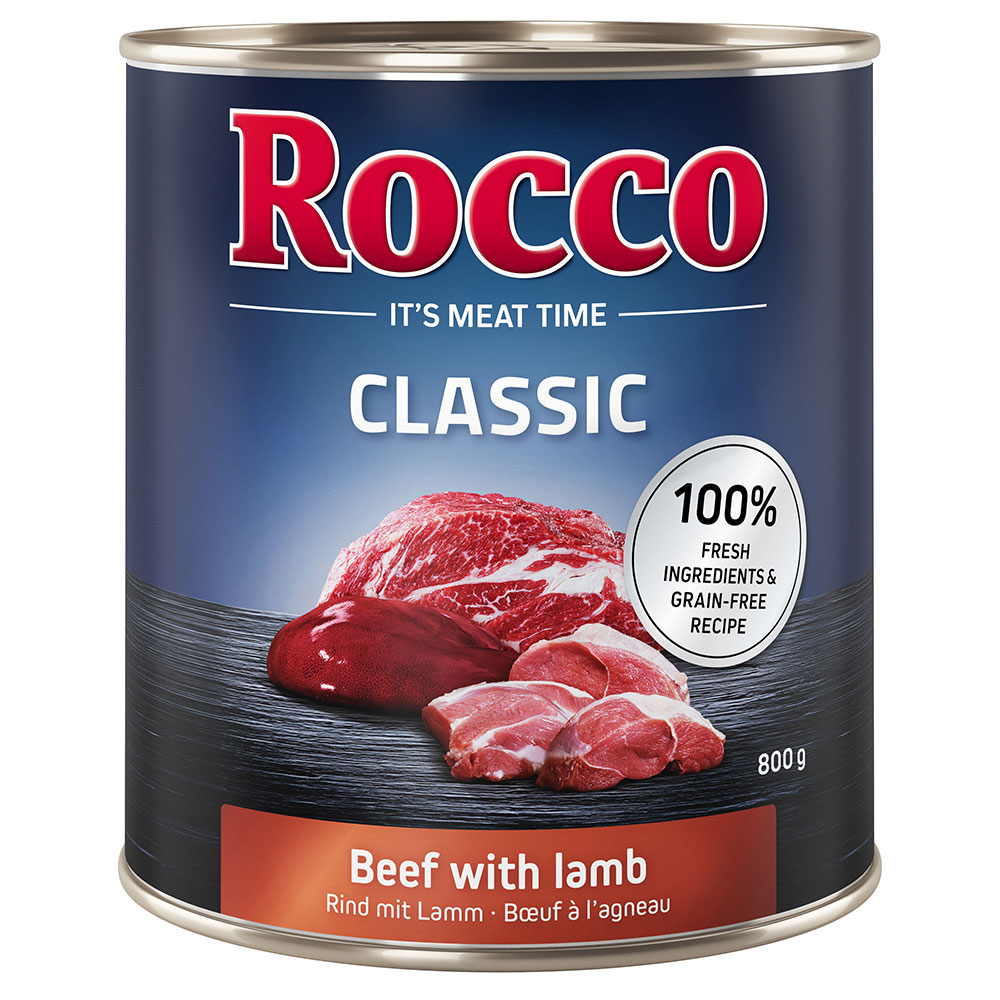 Voordeelpakket Rocco Classic 24 x 800 g Hondenvoer – Rund met Lam