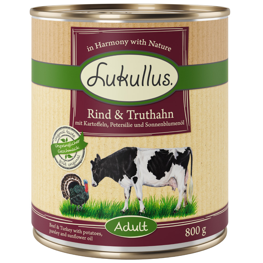 800g 12 x Rund & Kalkoen Lukullus Hondenvoer