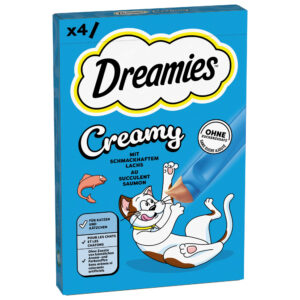 Voordeelpakket: 44 x 10 g Dreamies Creamy Snacks Zalm Kattensnacks