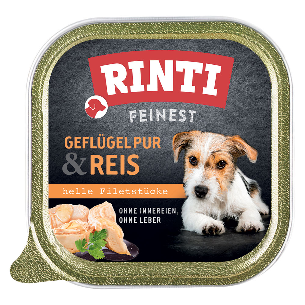 RINTI Fijnste 11 x 150 g Hondenvoer – Puur gevogelte en rijst