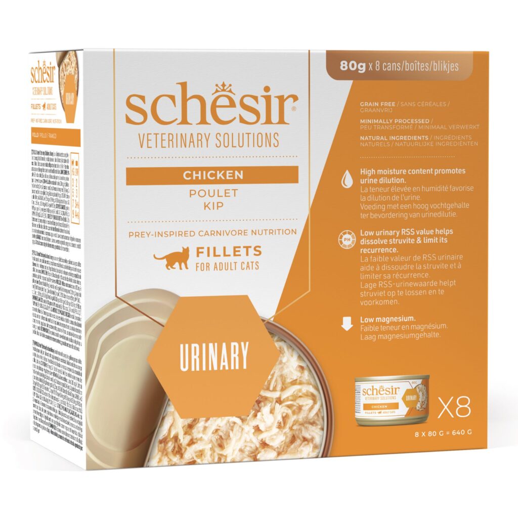 24x80g Schesir Veterinary Solutions Urinary Kip Kattennatvoer