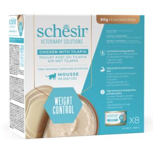 24x80g Kip & Tilapia Schesir Veterinary Solutions Weight Control natvoer voor katten