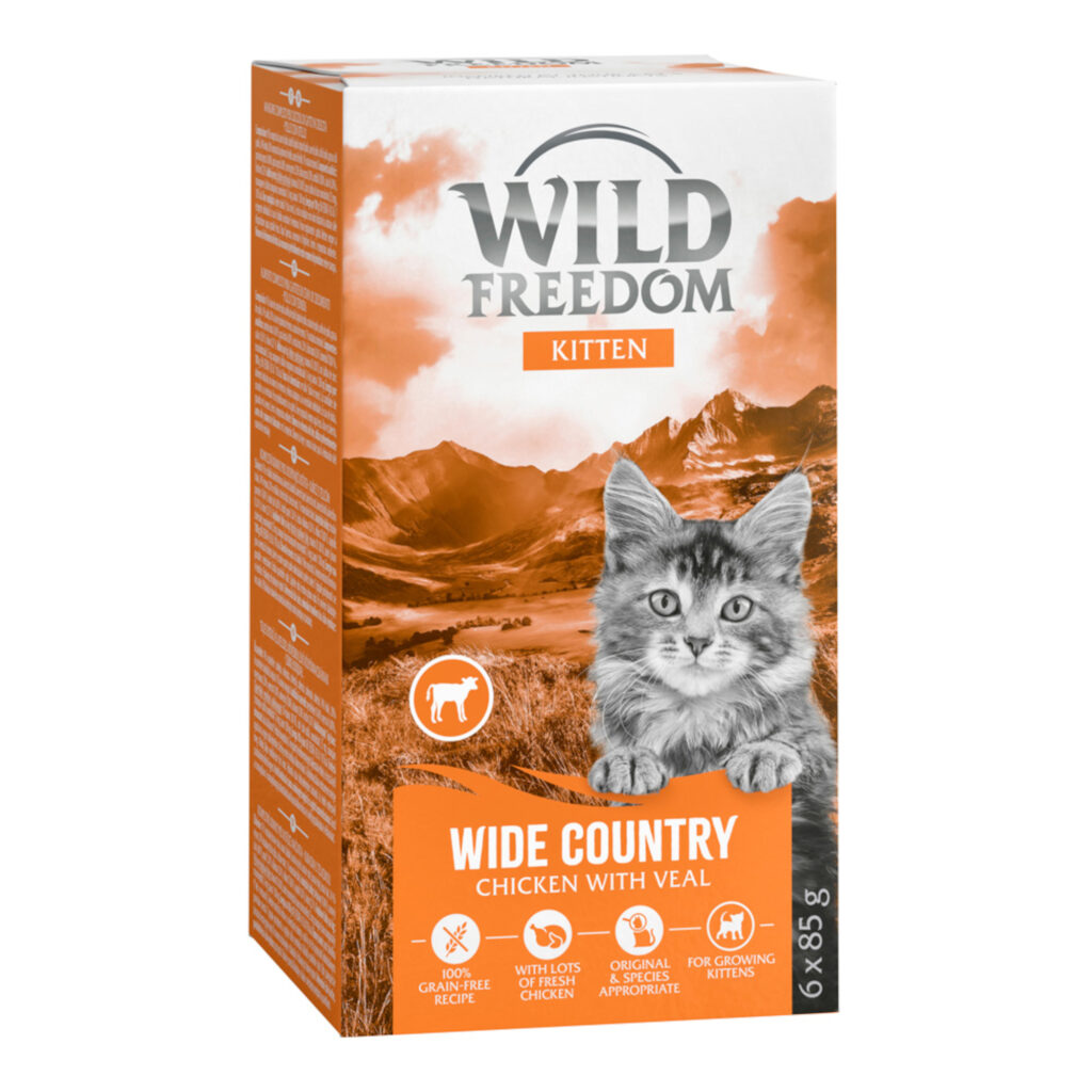 6x85g Wild Freedom Kittenschale Schale Wide Country Kalb & Huhn Katzenfutter nass