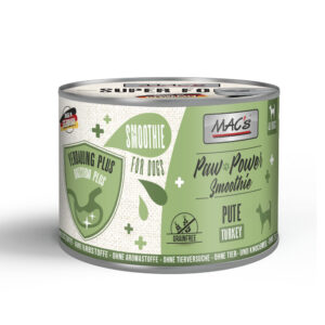 Voordeelpakket 12x185g MAC’s Dog Paw Power Smoothie Kalkoen – Spijsvertering Aanvullend voer voor honden
