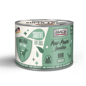 Voordeelpakket 6x185g MAC’s Dog Paw Power Smoothie Plus Kip – Huid & Vacht Aanvullend voer voor honden
