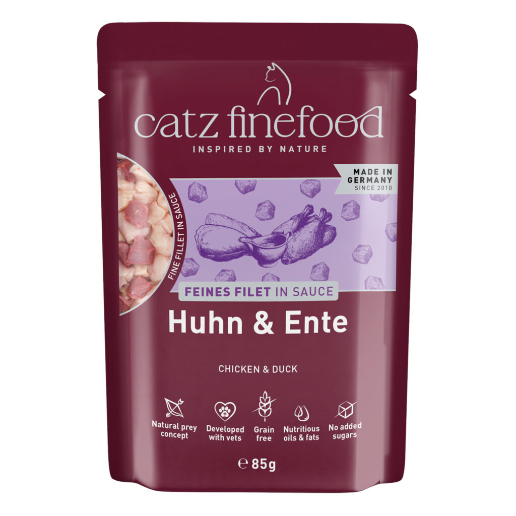 Voordeelpakket: 32x 85g catz finefood Fijn Filet Kip & Eend Nat kattenvoer
