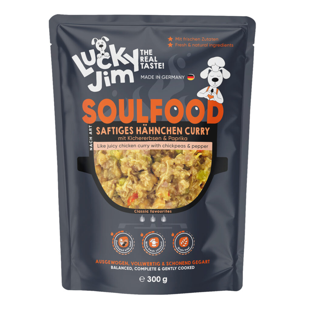 Voordeelpakket: 24x,300g Lucky Jim Soulfood Kip Curry Nat Hondenvoer