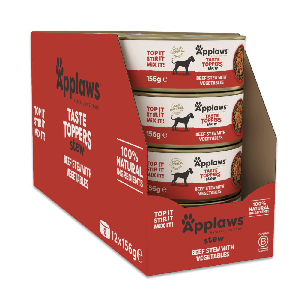 Voordeelpakket: 48x 156g Applaws Taste Toppers Natural Stew Rund met Groenten Nat Hondenvoer