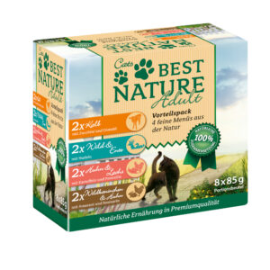 Voordeelpakket: 16 x 85 g Best Nature Cats Multipack Pouches Mix van 4 nat kattenvoer