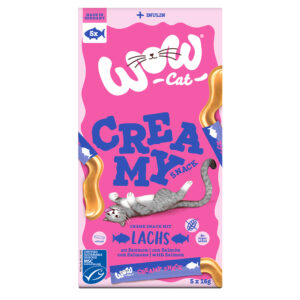 5x15g Zalm Wow Cat Creamy Snack voor katten